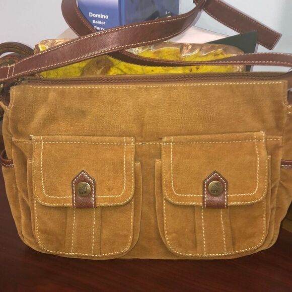 Caribbean Joe Let Go Velvet Messenger Bag in Tan Taupe - Picture 1 of 9